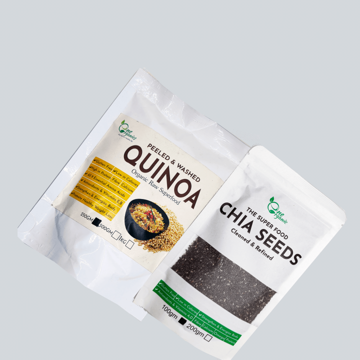 Weight Balance Pack of 2 - Organic Whole White Quinoa 250 and Original Chia Seeds 100gm