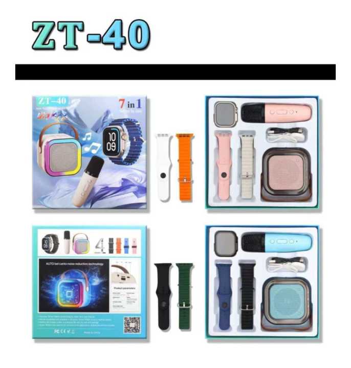 Ultra Smart Watch ZT-40 Smartwatch 49mm | Ultra Smart Watch 49mm with 7 pair Straps | Bluetooth Calling Speaker with Mic | Sports Mood