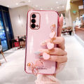 For OPPO A95 / OPPO F19 Back Cover with 3D Love Heart Wristband Chain Fashion Bracelet Shiny Plating Phone Case Soft Silicone Bumper Protective Cover. 