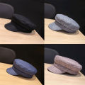 Solitary waves Cotton Linen Sailor Captain Caps Retro Breton Beret Cap Flat Top Newsboy Fisherman Hat Unisex. 