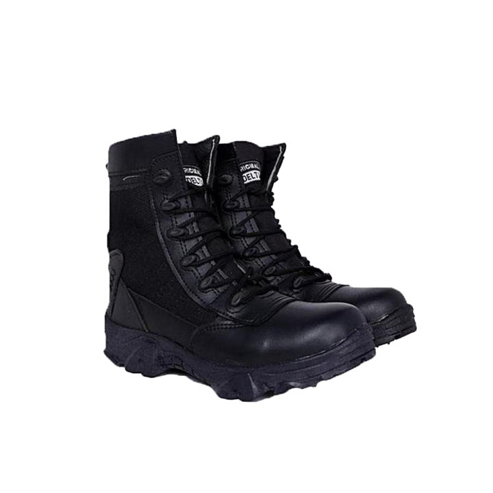 Black Leather Trekking Army Boots Shoes For Men