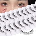 10 Pairs Wispy Natural Fake Eyelashes Manga Lashes Short Lashes Cat Eye Look False Eyelashes. 