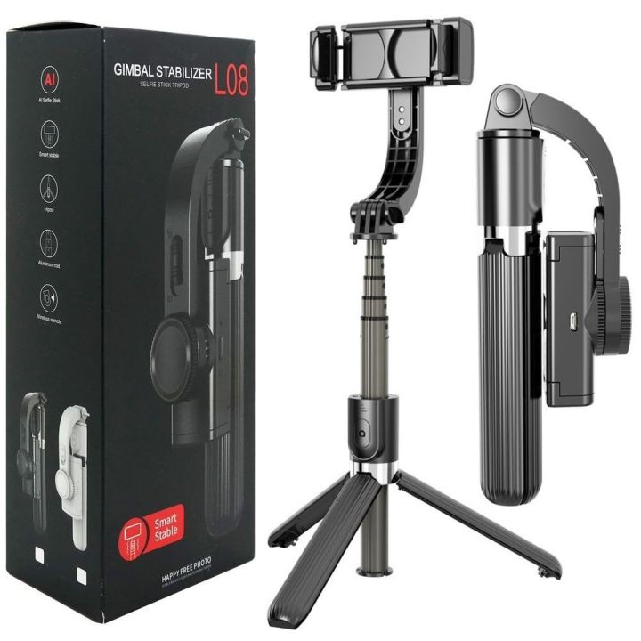 L08 Gimbal Phone Selfie Stabilizer 3 in 1 Selfie Stick Tripod Handheld Gimbal Stabilizer with Bluetooth Shutter for Phone Camera Selfie Stick Tripod for Smartphone Gopro Vlog Selfie Stick Holder Adjustable Selfie Stand For iPhone/Android