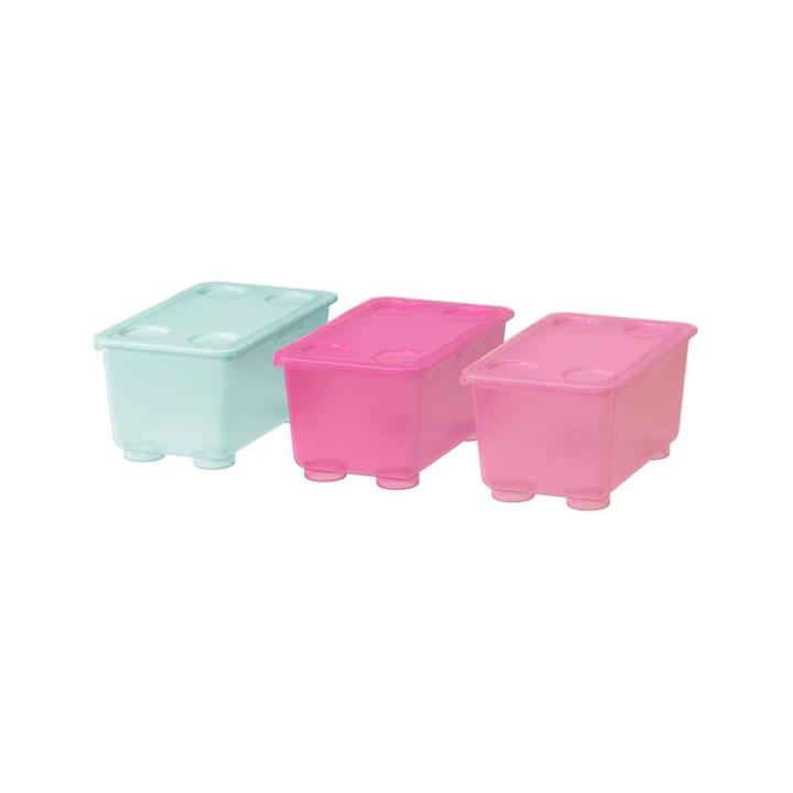IKEA GLIS Box With Lid - Pink - Blue - White