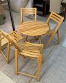 Wooden Foldable4 Chair 1 Table Set With Round Table. 