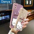 dienya For IPhone Xs Max Case New Design Side Square Edge Phone Case Pattern Plating Silicone Casing Cartoon Kitty Full Cover Camera Shockproof SoftCase Protection Cases. 
