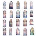 Decorative Stickers for Luggages 50pcs Cute Church Window Flower Graffiti Stickers Aesthetic Art Decals Diy Craft for Scrapbook Phone Travel Luggage Skateboard Church Window Sticker. 
