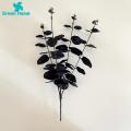 Black Artificial Flowers 6pcs Black Eucalyptus Branches Stems Realistic Silk Cloth Leaves for Halloween Decor Halloween Party Decorations. 