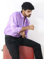 AZ Men's Formal Dress Shirt Plain Purple. 