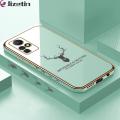 Jizetin (Free Lanyard) for Infinix Zero X Pro / Zero X Back Cover Antlers Luxury 6D Plating Case Side Pattern Soft Silicone Square Phone Cases. 