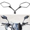 Universal 2Pcs Motorcycle Big Size Rear View Mirror Black Motorcycle Motorbike Chrome Scooter Rearview Rear View Side Mirror 8Mm. 