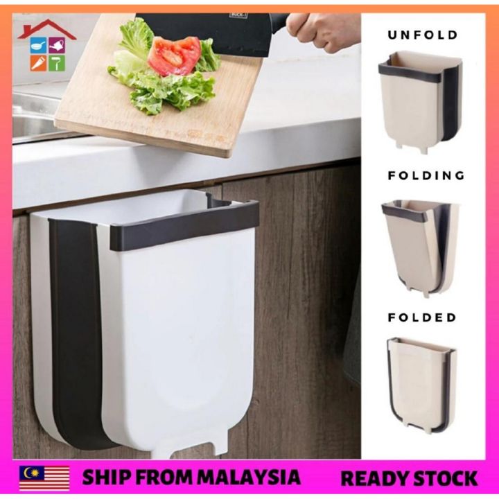 Foldable Dustbin For Kitchen Car Folding Collapsible Wall Cleaning Vegetable, Meat Waste Bin 9 Litre Capacity