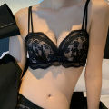 High quality Seamless bra small chest gathered bra lace bra anti-sagging underwear wireless bra 3/4 cup removable strap bra push up bra. 