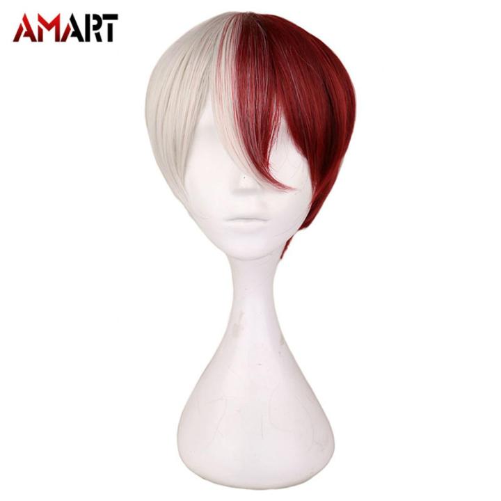 My Hero Academia Cos Wig for Cosplay Todoroki Shoto Red White Soft Hair Girls Cosplay Dress-up Costume Accessories