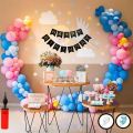 Happy Birthday Decoration Kit – Pink Blue Yellow Balloon with Birthday Banner, 1 Arch Tap Birthday Decoration item Happy Birthday Themes Birthday & Party Supplies -Home Decorations. 