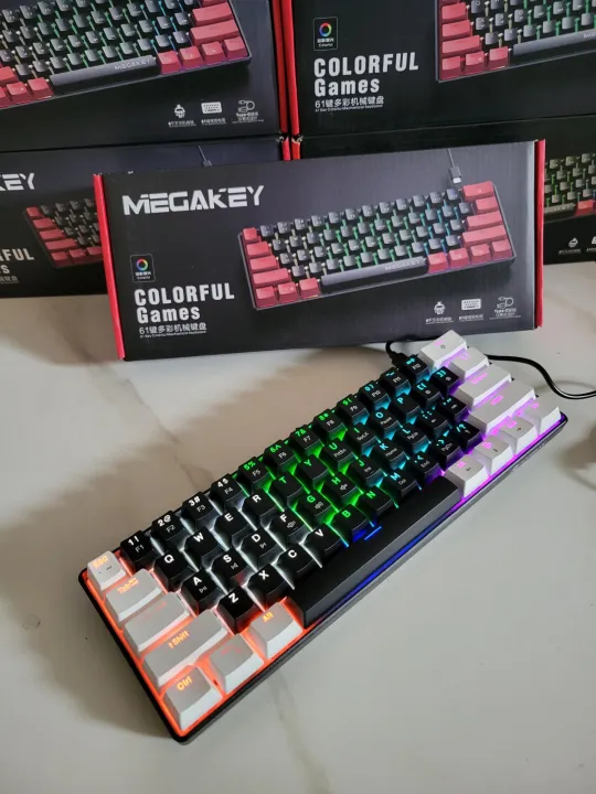 Gaming%20Keyboard%20Megakey%20Wired%20Gaming%20Keyboard-%2061%20Keys%20Compact%20Mechanical%20Keyboard,%20with%20RGB%20lights%20Double%20Shot%20Keycaps%20with%20LED%20Backlit,%20blue%20Switch-Black%20colour%20-%20Image%208