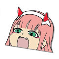 13cm for Zero Two Darling In The FranXX Bumper Anime Products Stickers on Car Accessories Sunscreen and Waterproof Decoration. 