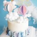 Cute Colorful Hairball Clouds Cake Topper Happy Birthday Party Decor Kids Boy Girl Clouds Cake Decor Birthday Party. 