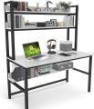 47 Inches Space Saving Writing Study Table Home Office Desk PC Laptop Table Computer Desk with Hutch & Bottom Bookshelf. 