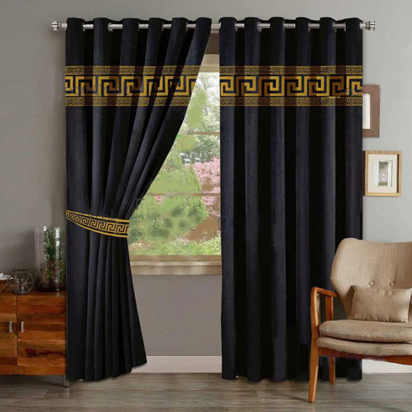Premium Quality Versace Style Velvet Curtains Pack of 2 (8*4.5feets)