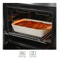 Techmanistan 13.5" Long Rectangular Stripped Ceramic Tray, Oven Safe Ceramic Dish, Baked Rice Baking Tray Cake Tray Pizza Oven Dinner Plate Korean Bowl, Ceramic Baking Dish, Porcelain Baking & Serving Dish, Baking Pan Casserole Dish, Lasagna Pan. 
