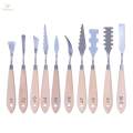 9/10/14 Pcs Set Mixing Scraper Art Tools Kit with Stainless Wooden Handles for Coloring Drawing. 