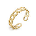 no fade gold jewelry 18k real gold PVD plated chunky gold rings ring stainless steel adjustable Clover ring for women. 
