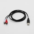 QUANBU 1.5M Usb A Male To 2X Rca Phono Male Av Cable Lead Pc Tv Aux Audio Video Adapter. 