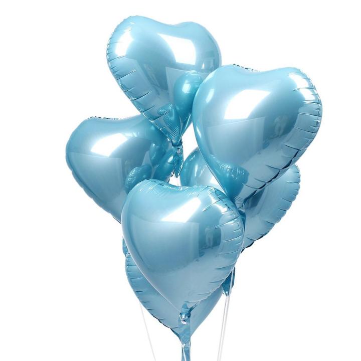 LIGHT BLUE HEARTS SHAPE FOIL BALLOON ( PACK OF 5 HEART FOIL BALLOONS )