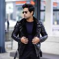 Fashion Biker Leather jacket with fur Coder-31. 