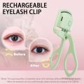 Green Eyelash Curler Portable Electric Heated Perm Comb USB Rechargeable Long Lasting Eyelashes Thermal Curler Makeup Tools. 