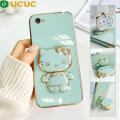 UCUC for Vivo V5 Plus / X9 / X9S / 1611 Back Cover Cute kitty Mirror Multifunction Folding Bracket Luxury 6D Plating Case Soft Silicone Square Phone Cases for Boys for Girls. 