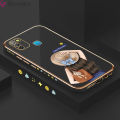 Jizetin (Free Lanyard) for Infinix Smart 5 Back Cover Girl In Hat Luxury 6D Plating Case Side Pattern Soft Silicone Square Phone Cases. 