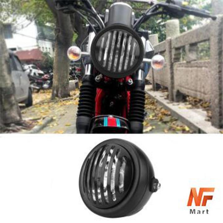 Bike Headlight Cafe Racer Headlight Plastic Black Vintage Headlight With Grill Cover For CG 125 CD 70 Daraz.pk