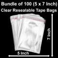 Pack / Bundle of 100 ( Inch) Clear Resealable Cellophane / BOPP / Poly Transparent Plastic Bags For Storage Self Adhesive Polythene Peel + Seal Bags For Packing / Celo Bag. 
