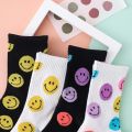 Cute Smiling Face Printed Socks Women Kawaii Harajuku Funny Cotton Sox Unisex Happy Casual Streetwear Floor Calcetines Mujer. 