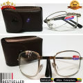 Imported Foldable Optical Reading Glasses +1.00 Prescription Eyeglass Metal Men & Women Ray Computer Working Folding Reading Glasses with Case. 