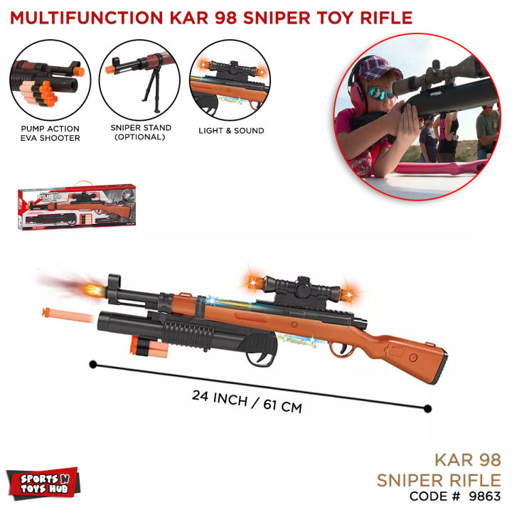 KAR 98 Multi-Function Sniper Rifle Weapon Building Blocks Military 98k Rifle Model Gunn Toys, Early Learning Educational Development, Long Range Shoot with Dazzling Lights, Soft Dart Blaster Toy For Outdoor, Yard Activities, Shooting Game Boys, Girls, Kid
