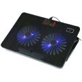 Portable Super Slim Laptop Cooler Pad, Double LED Cooling Fan Notebook Cooling Pad Cooling Pad For Notebook / laptop with Double / Dual Extended Fans & Lights - Black. 