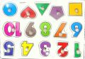 Preschool Wooden Alphabet Puzzle Board A4 Size (Numbers, basic shapes), Early Educational Toy for Toddlers and Kids. 