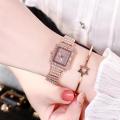 Hot Diamond Watch for Women Luxury Brand Ladies Gold Square Watch Minimalist Analog Quartz Movt Unique Female Women's Wristwatch. 