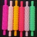 Plastic Flower Heart Embossing Rolling Pin DIY Cookies Fondant Cake Dough Roller. 