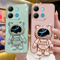 VRQR Luxury Soft Case For infinix Note 30 4G 5G Back Cover Cute 3D Quicksand Astronaut Folding Stand Cover infinix Note 30Pro 40Pro Plus 30 VIP 30i Zero 30 20 GT 20 Pro X6821 X6851 X6853. 