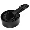 Black 8 Pcs Plastic Measuring Cup And Spoon Set. 