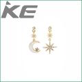 Silver Needle Sun Moon Myth White Moon Cross Micro-set Crystal Earrings Asymmetrical Girl Stud Earrings for gilrs for women low price. 