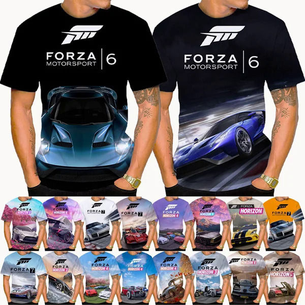 2024 hot sale Forza Horizon 4 3D stereo T-shirt sports car men's women's street style short sleeve T-shirt fashion clothing