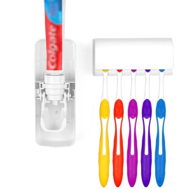 Fashion Automatic Toothpaste Dispenser Holder Bathroom Wall Mount Rack Bath