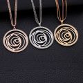 Fashion Czech CZ Drilling Big Round Pendant Maxi Gold Necklace For Women Party Gifts Elegant Long Necklaces Jewelry Accessories. 