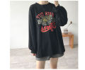 IELGY pure cotton loose t-shirt female port style temperament loose and thin all-match long-sleeved t-shirt. 
