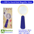 LJ-008 5x 50mm Zoom Hand-Hold Magnifier Glass With one ED Lights + CR2016 Battery Cell Exclamation Mark type Magnifier by Electrica. 